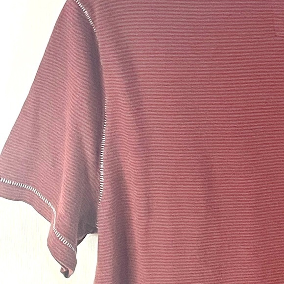 John Varvatos Maroon and Grey Striped Collared Short Sleeve Size Small - Picture 8 of 12